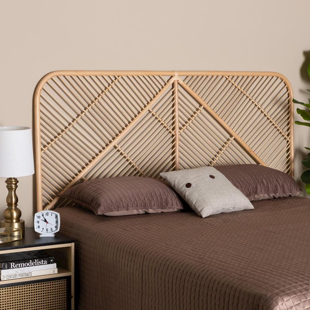 Bohemian Natural Brown Rattan Queen Size Standalone Headboard
