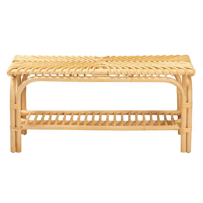 bali & pari Himari Modern Bohemian Natural Brown Rattan Accent Bench