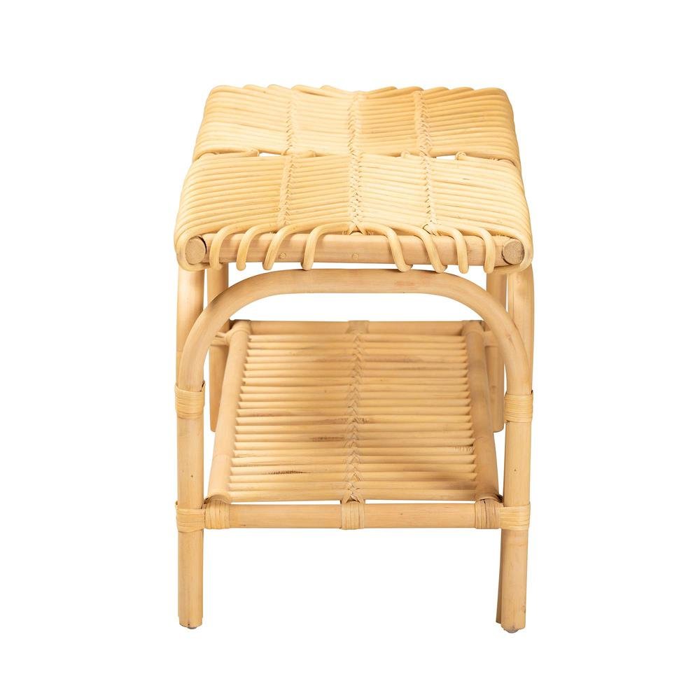 bali & pari Himari Modern Bohemian Natural Brown Rattan Accent Bench