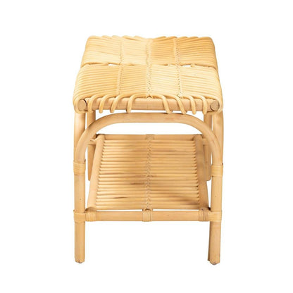 bali & pari Himari Modern Bohemian Natural Brown Rattan Accent Bench