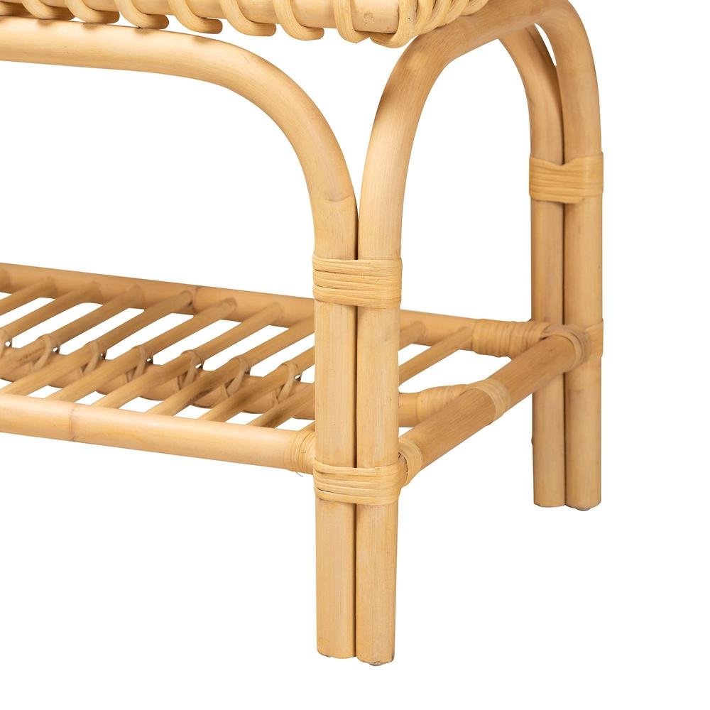 bali & pari Himari Modern Bohemian Natural Brown Rattan Accent Bench
