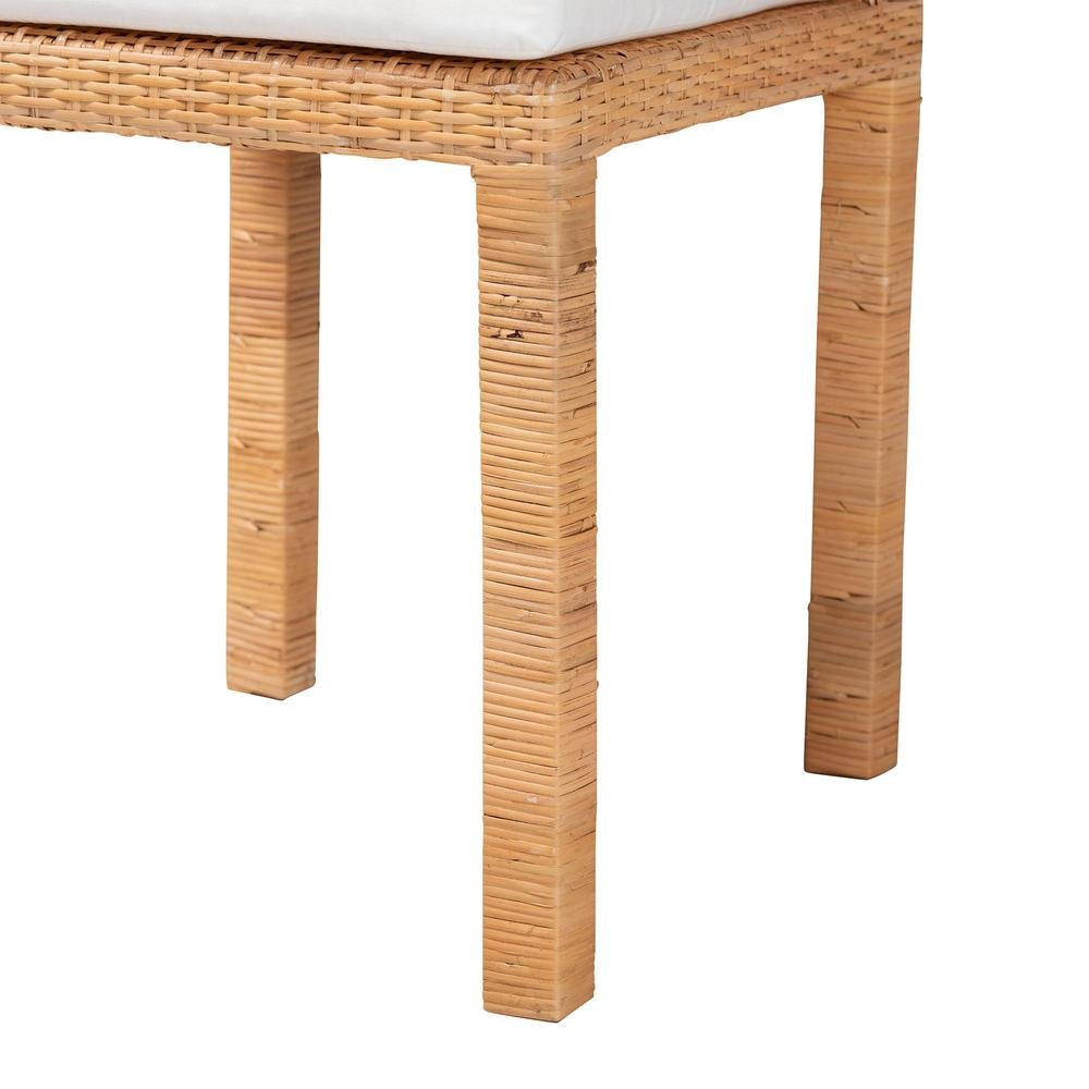 Bohemian Natural Brown Rattan and Mahogany Wood 2-Piece Dining Chair Set