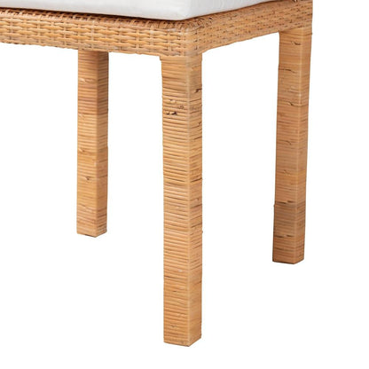 Bohemian Natural Brown Rattan and Mahogany Wood 2-Piece Dining Chair Set