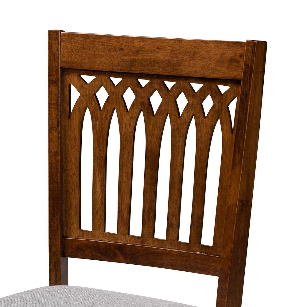 Grey Fabric and Walnut Brown Finished Wood 2-Piece Dining Chair Set