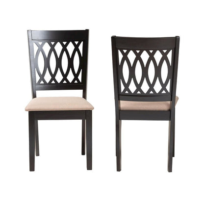 Florencia Modern Beige Fabric and Espresso Brown Finished Wood Dining Chair