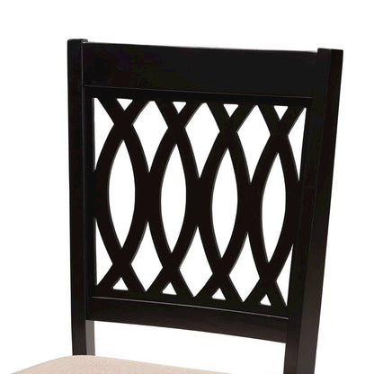 Florencia Modern Beige Fabric and Espresso Brown Finished Wood Dining Chair