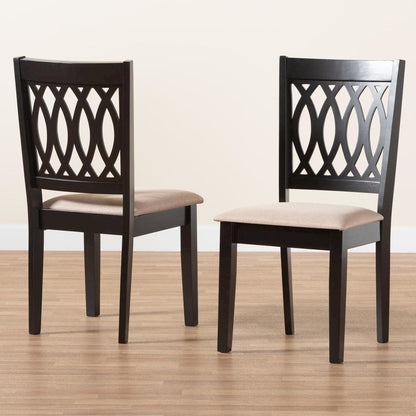 Florencia Modern Beige Fabric and Espresso Brown Finished Wood Dining Chair