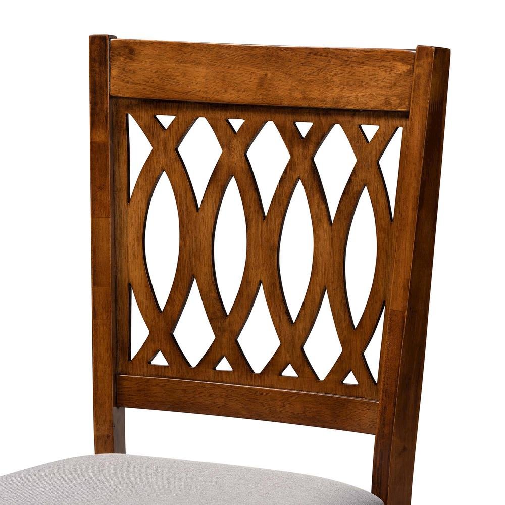 Florencia Modern Grey Fabric and Walnut Brown Finished Wood Dining Chair