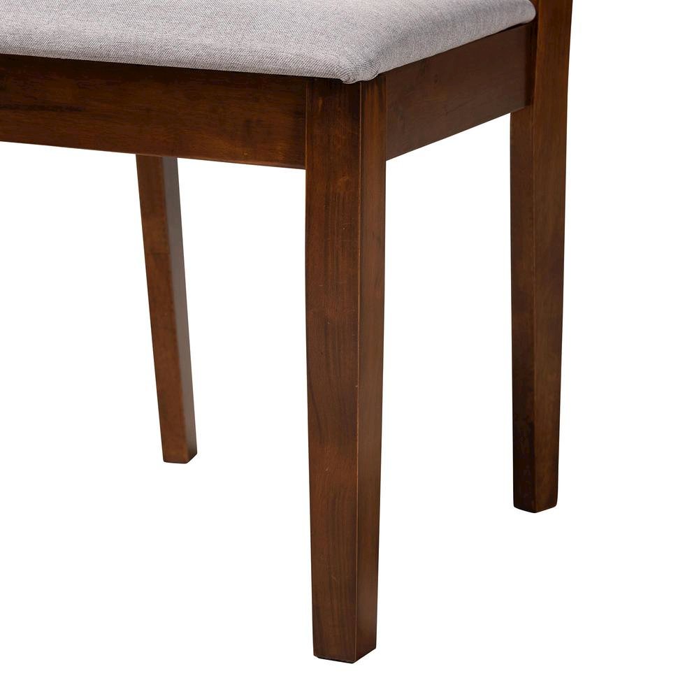Florencia Modern Grey Fabric and Walnut Brown Finished Wood Dining Chair