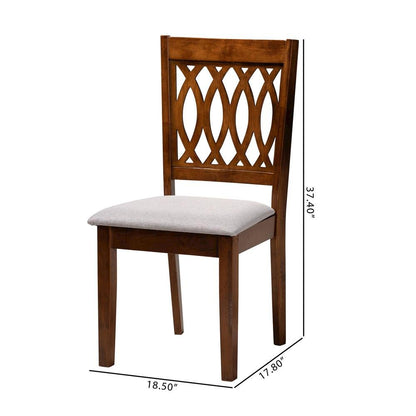 Florencia Modern Grey Fabric and Walnut Brown Finished Wood Dining Chair