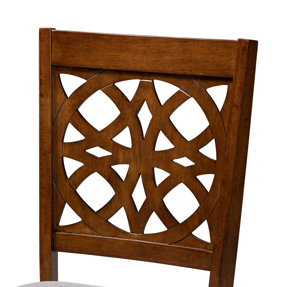 Grey Fabric and Walnut Brown Finished Wood 2-Piece Dining Chair Set
