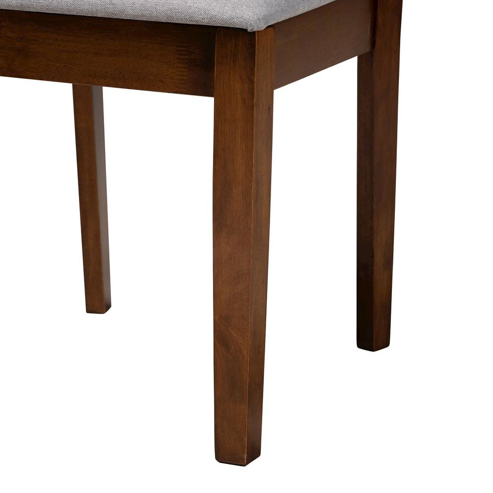 Grey Fabric and Walnut Brown Finished Wood 2-Piece Dining Chair Set