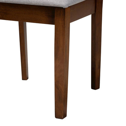 Grey Fabric and Walnut Brown Finished Wood 2-Piece Dining Chair Set