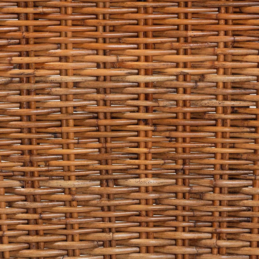 Bohemian Dark Brown Finished Wood and Natural Rattan 2-Piece Dining Chair Set