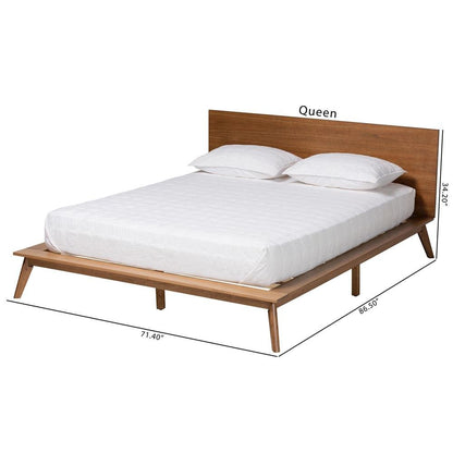 Wheatley Mid-Century Modern Walnut Brown Finished Wood Queen Size Platform Bed