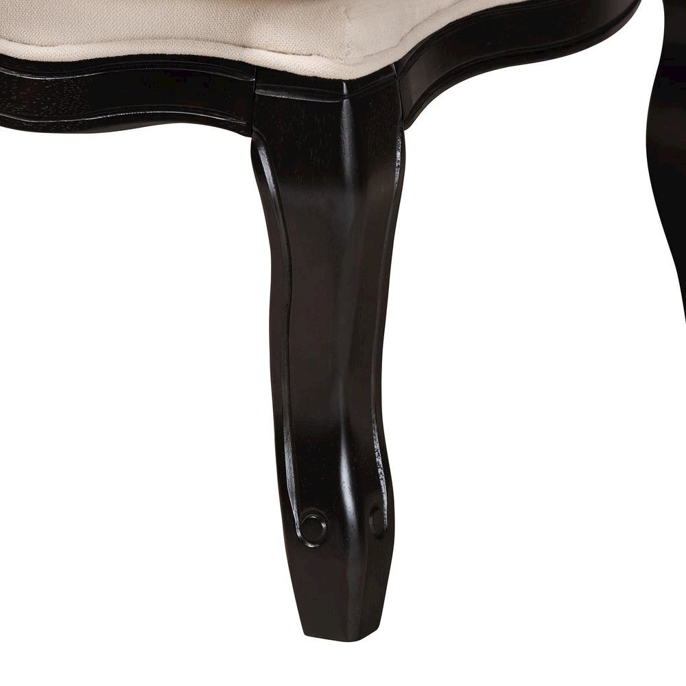 Dion Traditional French Cream Fabric and Wenge Brown Finished Wood Accent Chair