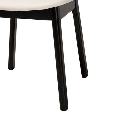 Cream Fabric and Black Finished Wood 2-Piece Dining Chair Set