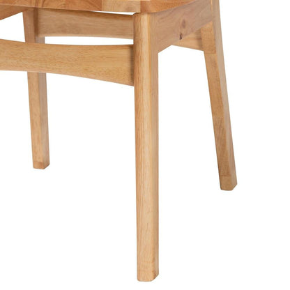 Oak Brown Finished Wood and Rattan 2-Piece Dining Chair Set