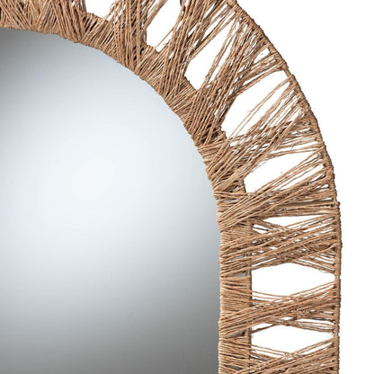 Bohemian Metal and Natural Brown Seagrass Accent Wall Mirror
