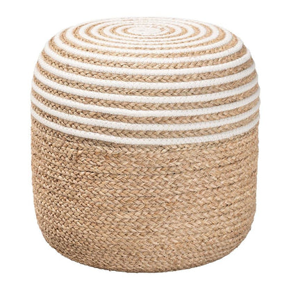 Bohemian Natural Brown Seagrass and Woven Rope Ottoman Footstool