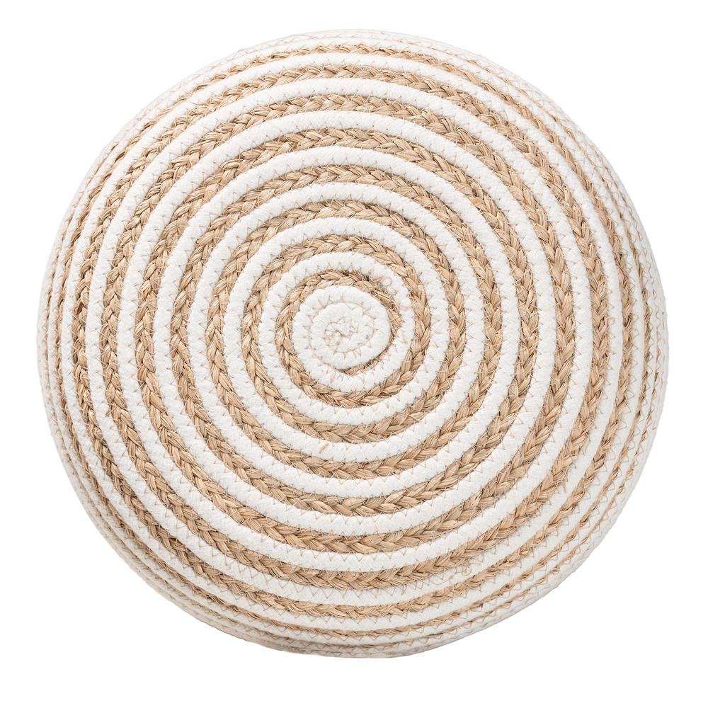 Bohemian Natural Brown Seagrass and Woven Rope Ottoman Footstool