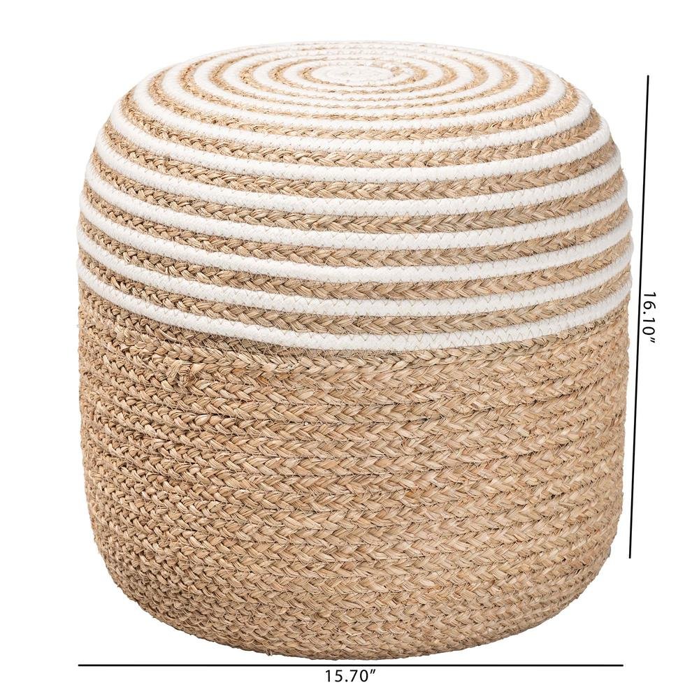 Bohemian Natural Brown Seagrass and Woven Rope Ottoman Footstool