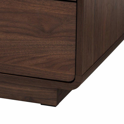 Jenibelle Classic Walnut Brown Wood 5-Drawer Chest with Rattan Drawer