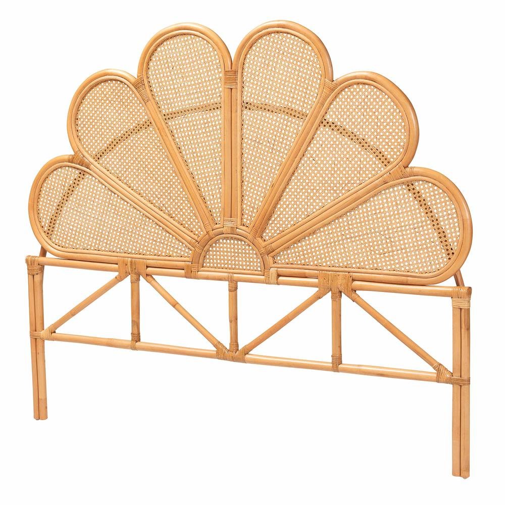 Flower Modern Bohemian Honey Rattan King Size Standalone Headboard