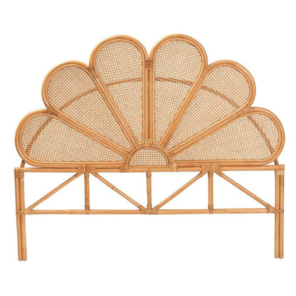 Flower Modern Bohemian Honey Rattan King Size Standalone Headboard