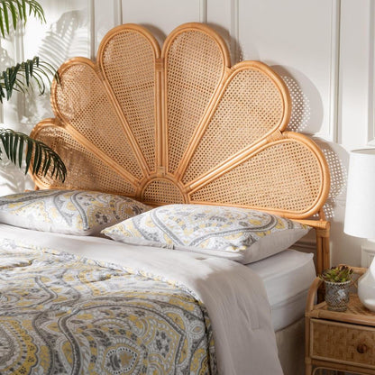 Flower Modern Bohemian Honey Rattan King Size Standalone Headboard