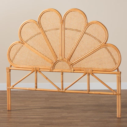 Flower Modern Bohemian Honey Rattan King Size Standalone Headboard
