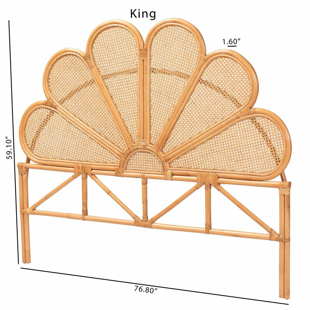 Flower Modern Bohemian Honey Rattan King Size Standalone Headboard