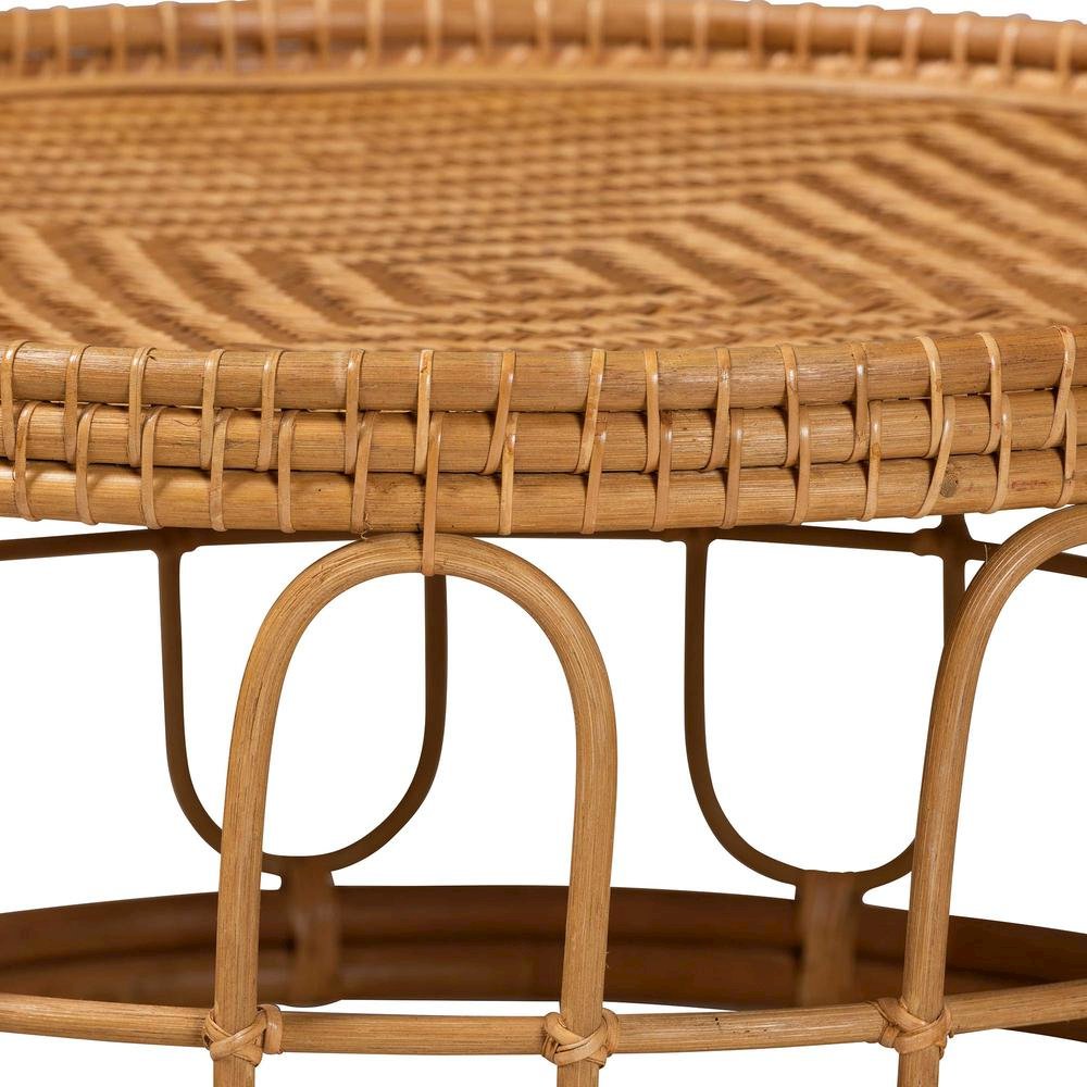 Phoenix Modern Bohemian Light Honey Rattan Coffee Table