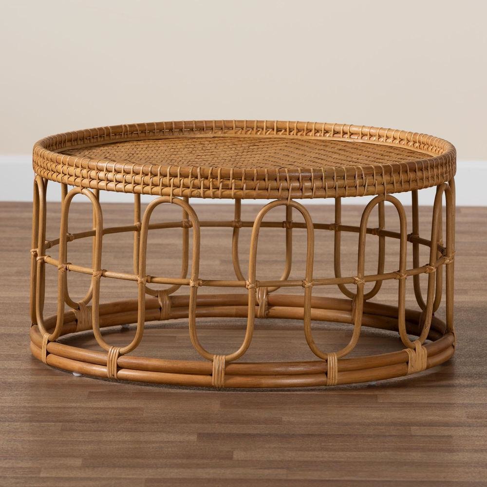 Phoenix Modern Bohemian Light Honey Rattan Coffee Table