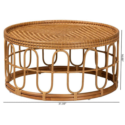 Phoenix Modern Bohemian Light Honey Rattan Coffee Table