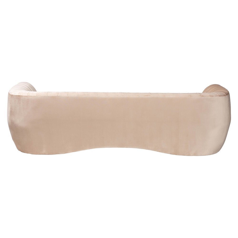 Adanna Glam and Luxe Champagne Beige Velvet Fabric Sofa