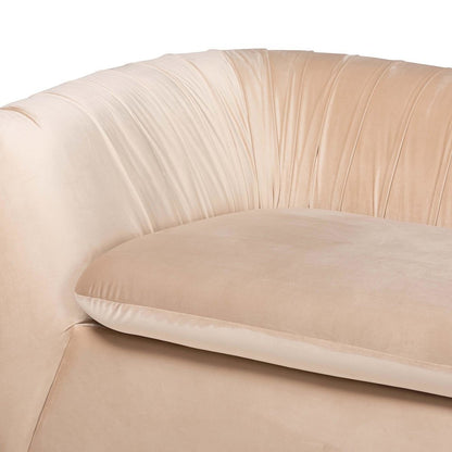 Adanna Glam and Luxe Champagne Beige Velvet Fabric Sofa