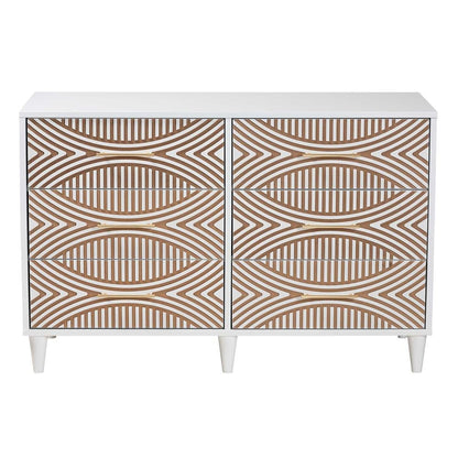 Louetta Coastal White Carved Contrasting 6-Drawer Dresser