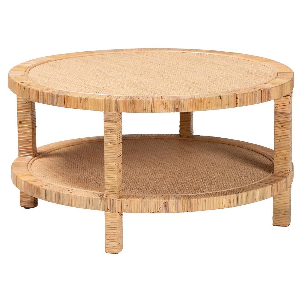 Light Honey Mahogany Wood Coffee Table with Bohemian Style and Durable Frame