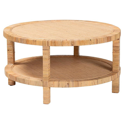 Light Honey Mahogany Wood Coffee Table with Bohemian Style and Durable Frame