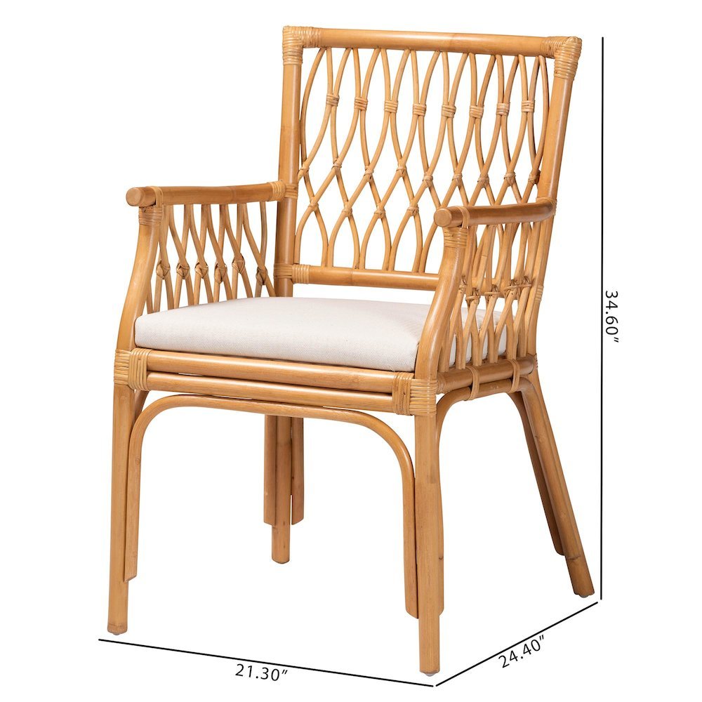 bali & pari Maisa Bohemian Light Honey Rattan Arm Chair
