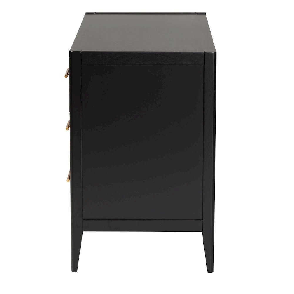 Primrose Mid-Century Black Fluted Wood 6-Drawer Dresser
