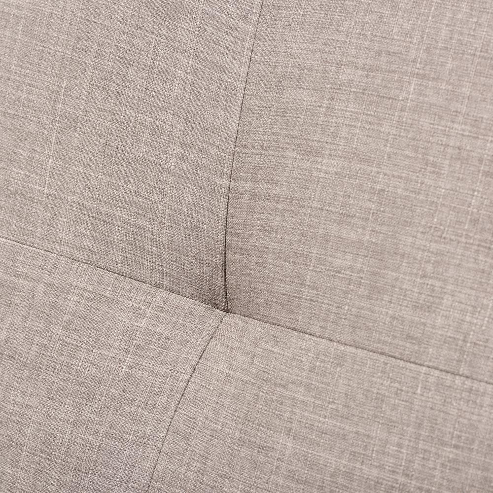 Walnut Wood Light Grey Fabric Tufted Lounge Chair And Ottoman Set