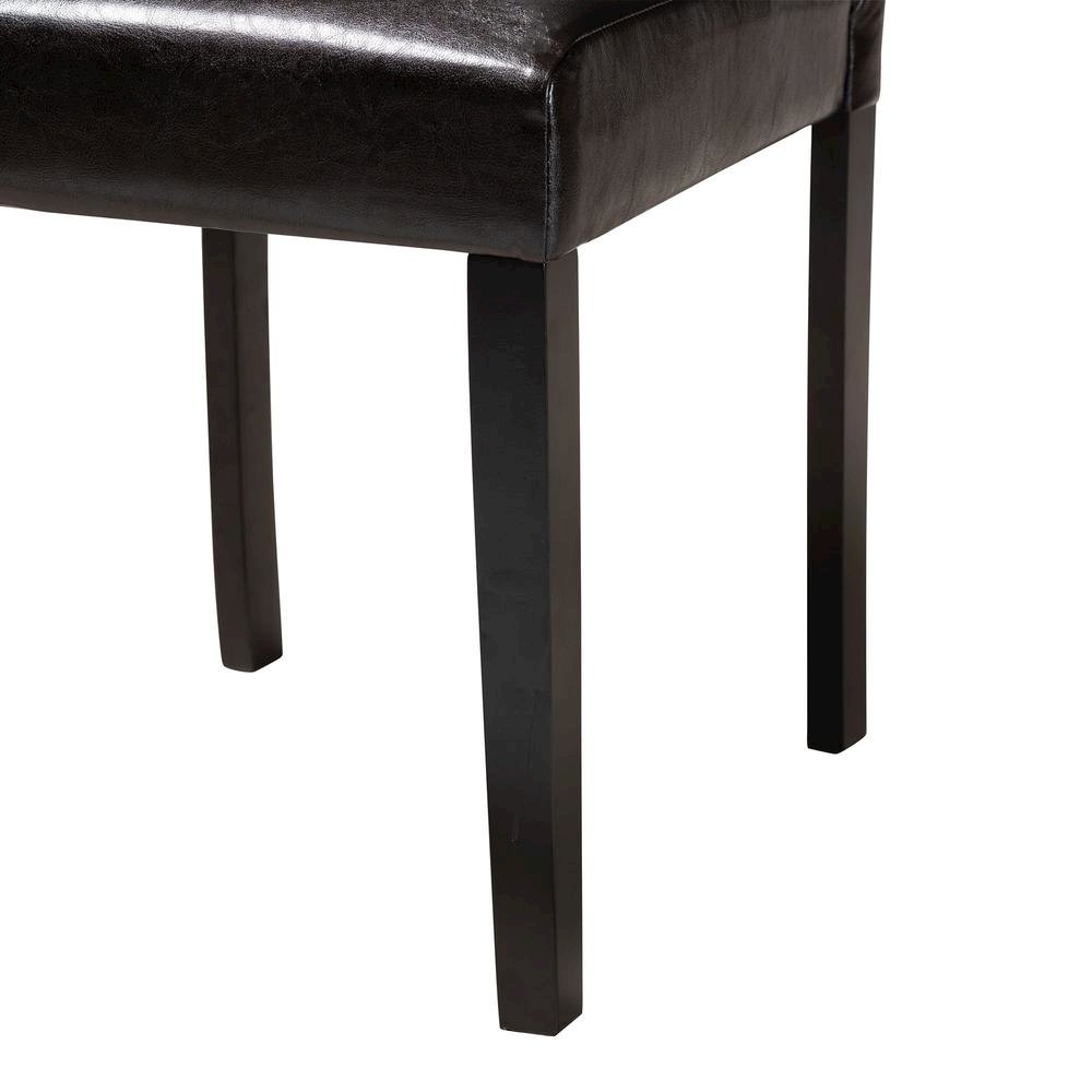 Trine Modern Espresso Brown Faux Leather and Wood 5-Piece Dining Set
