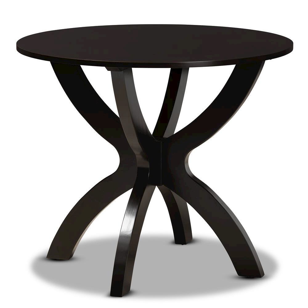 Leather Upholstered and Dark Brown Finished Wood 5-Piece Dining Set
