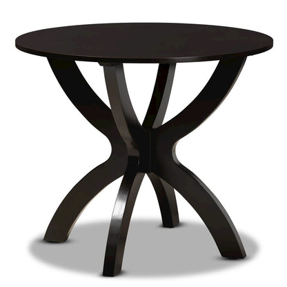 Leather Upholstered and Dark Brown Finished Wood 5-Piece Dining Set