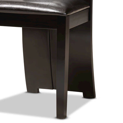 Leather Upholstered and Dark Brown Finished Wood 5-Piece Dining Set
