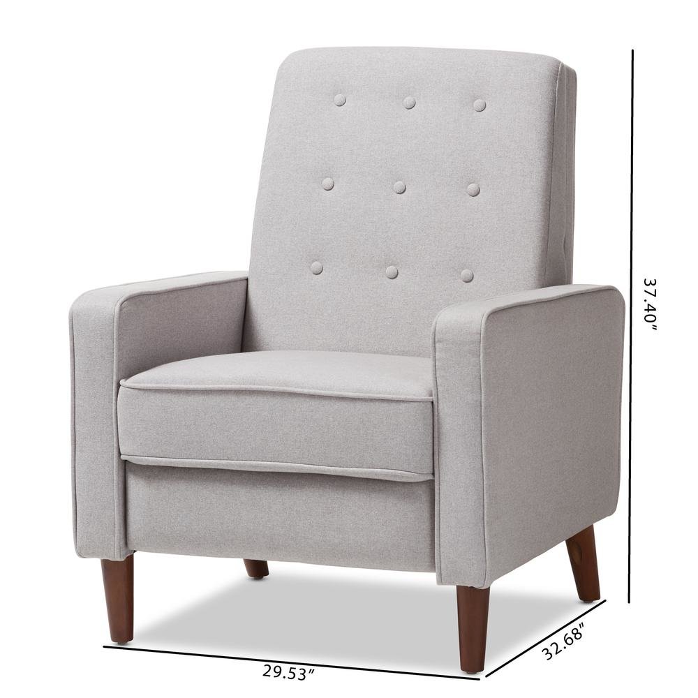 Mathias Mid-century Modern Light Grey Fabric Upholstered Lounge Chair
