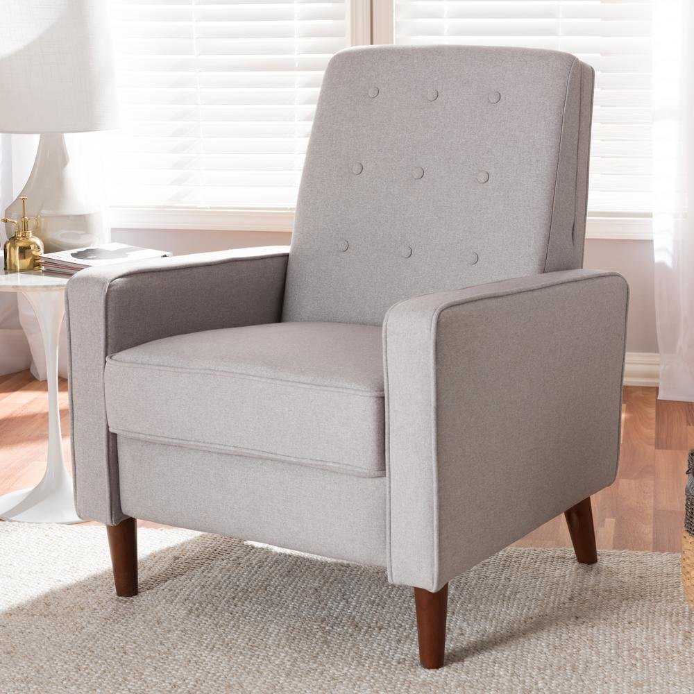Mathias Mid-century Modern Light Grey Fabric Upholstered Lounge Chair