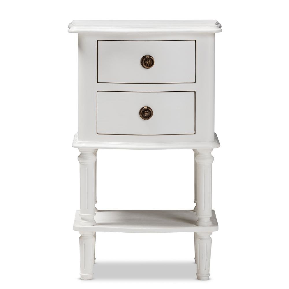 Audrey Country Cottage Farmhouse White Finished 2-Drawer Nightstand
